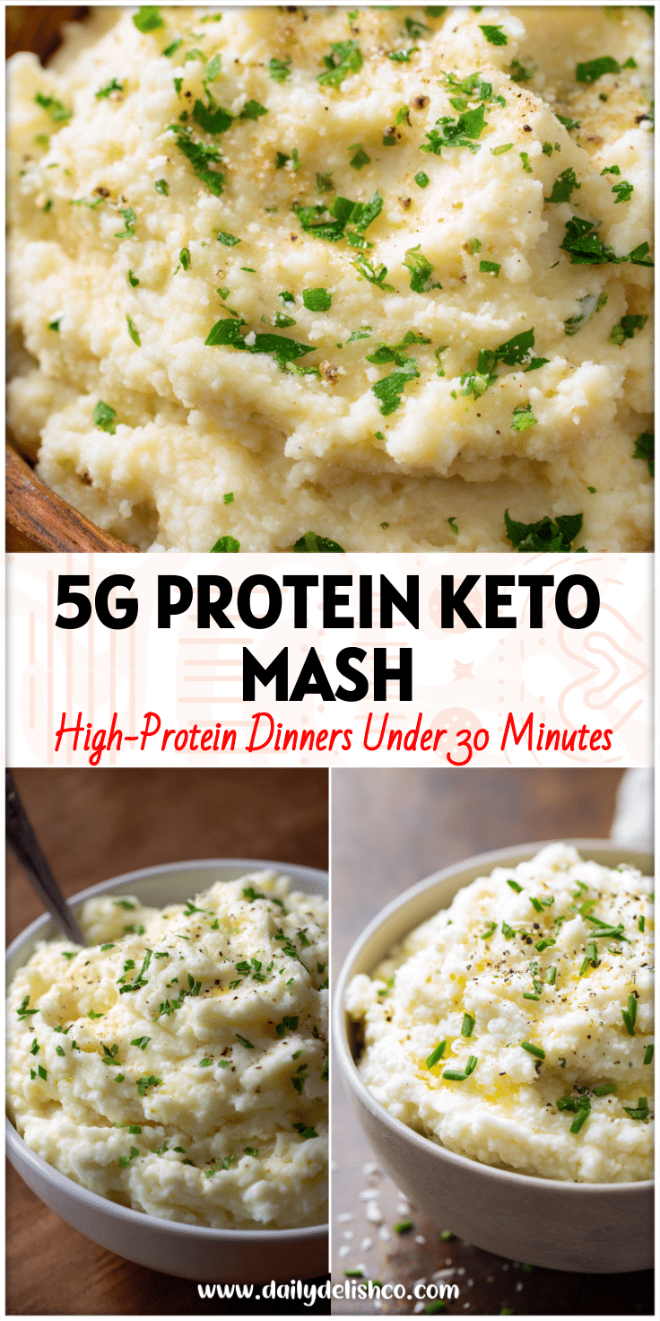 Creamy Garlic Mashed Cauliflower with Parmesan served in a bowl, a Keto Mashed Potatoes style Low Carb Side Dish